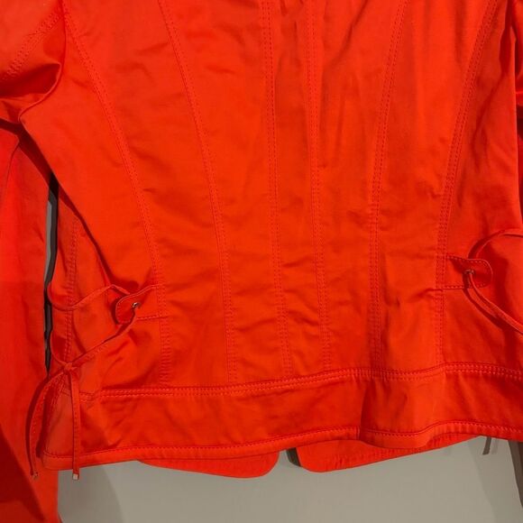 BASLER coral light weather moto jacket w zipper accents tie waist detail. Sz M - Picture 6 of 12